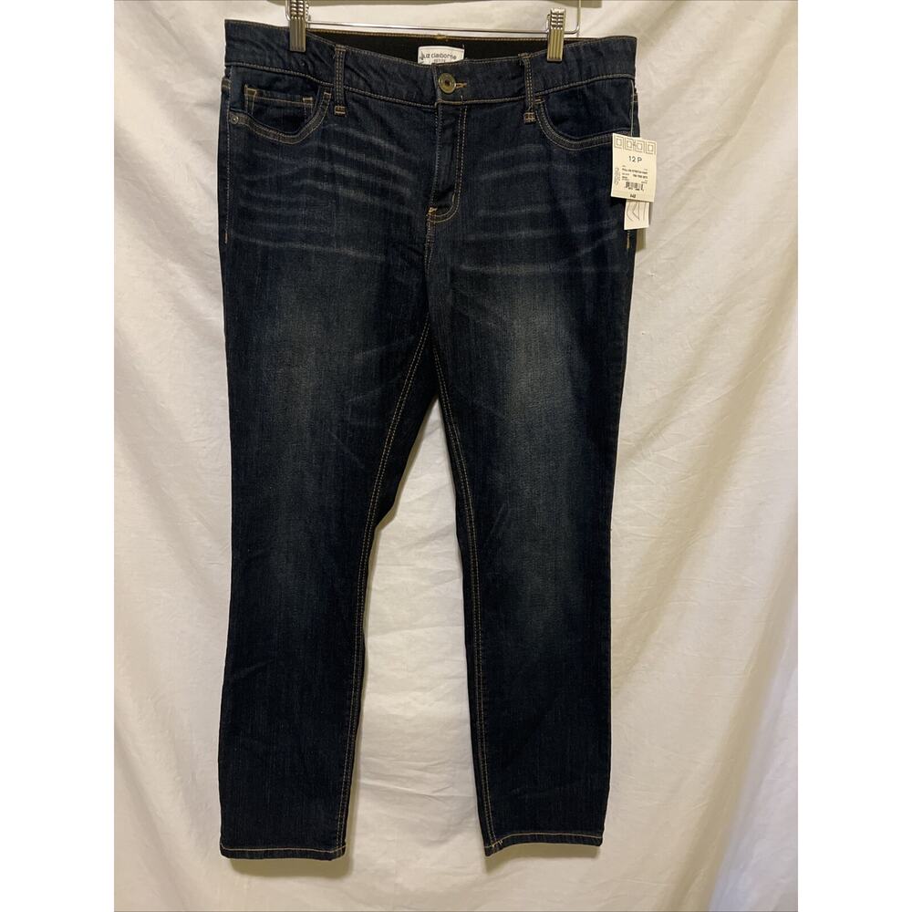 Liz Claiborne FlexiFit Dark Wash Jeans Size 12P Straight Leg Stretch Classic NWT